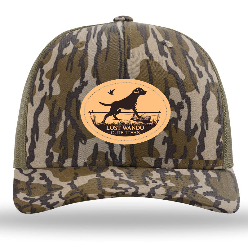 Marsh Lab Leather Patch Mossy Oak Bottomland/Loden Camo Richardson 112PFP Snapback Trucker Hat Lost Wando Outfitters