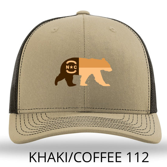 NC Bear Leather Patch Hat - Khaki-Brown 112 Richardson Trucker Snapback - Lost Wando Outfitters - Lost Wando Outfitters