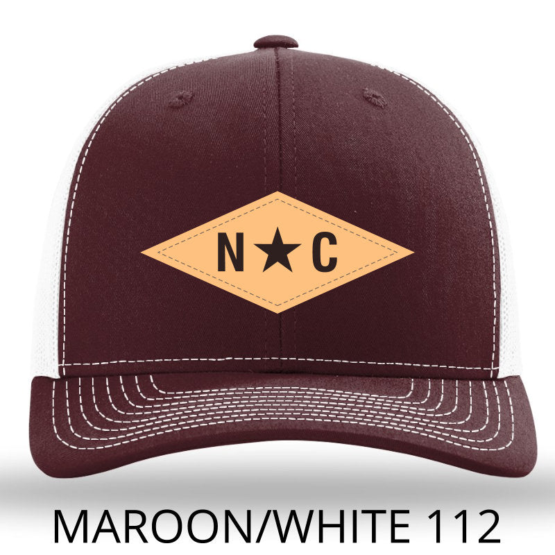 N*C Diamond Leather Patch - Maroon - White Richardson 112 Lost Wando Outfitters - Lost Wando Outfitters