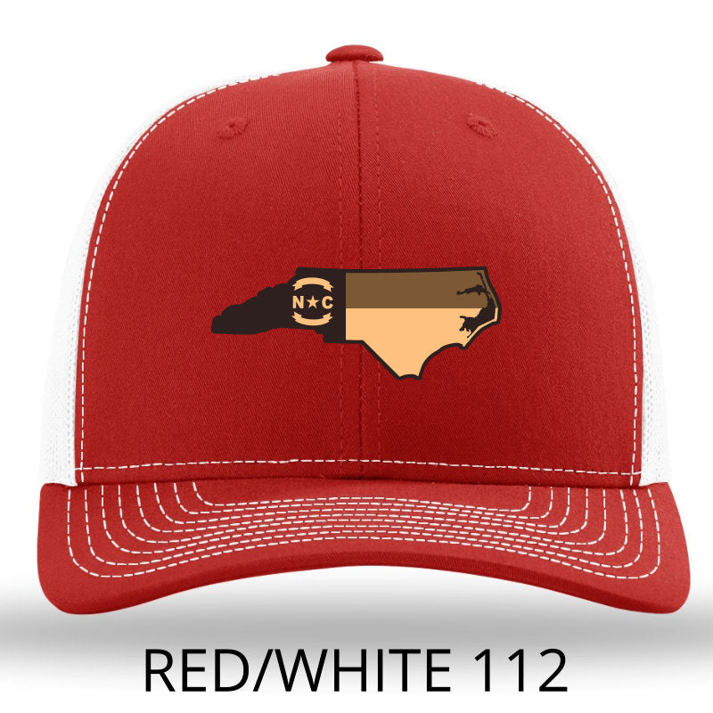 NC Etched Leather Outline Leather Patch Red-White Richardson 112 Lost Wando Outfitters - Lost Wando Outfitters