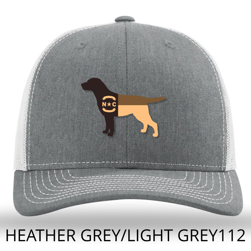 Load image into Gallery viewer, NC Lab Leather Patch Trucker Hat- Heather Grey-Light Grey Richardson 112 Lost Wando Outfitters - Lost Wando Outfitters
