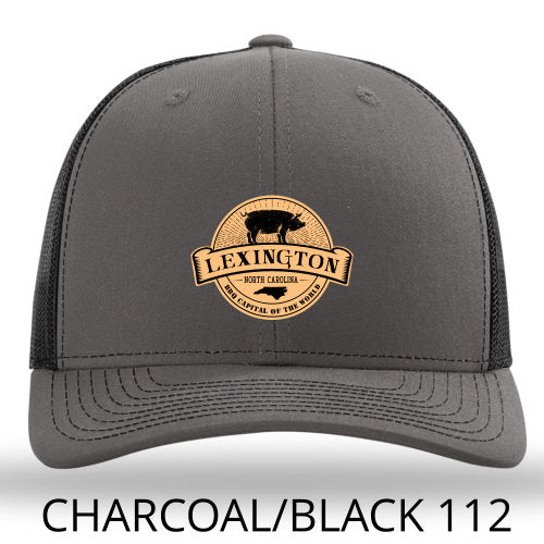 NC Lexington Pig BBQ Capital of the World Leather Patch - Charcoal-Black Richardson 112 Lost Wando Outfitters