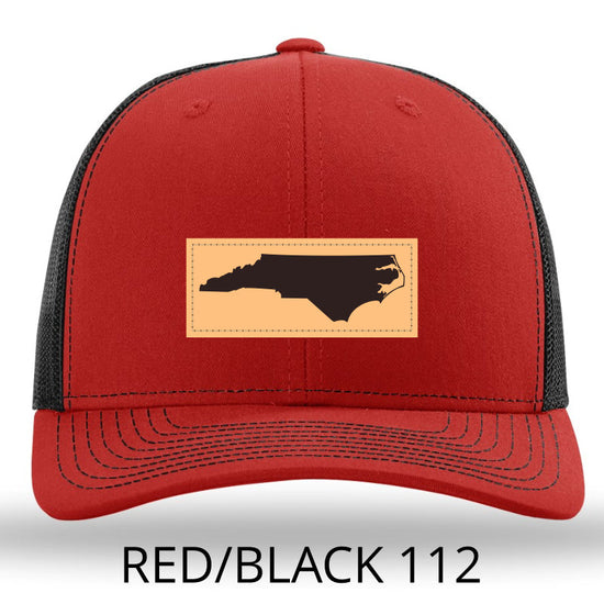 NC Outline Rectangle Leather Patch -Red/Black Richardson 112 Snapback Trucker Hat Lost Wando Outfitters