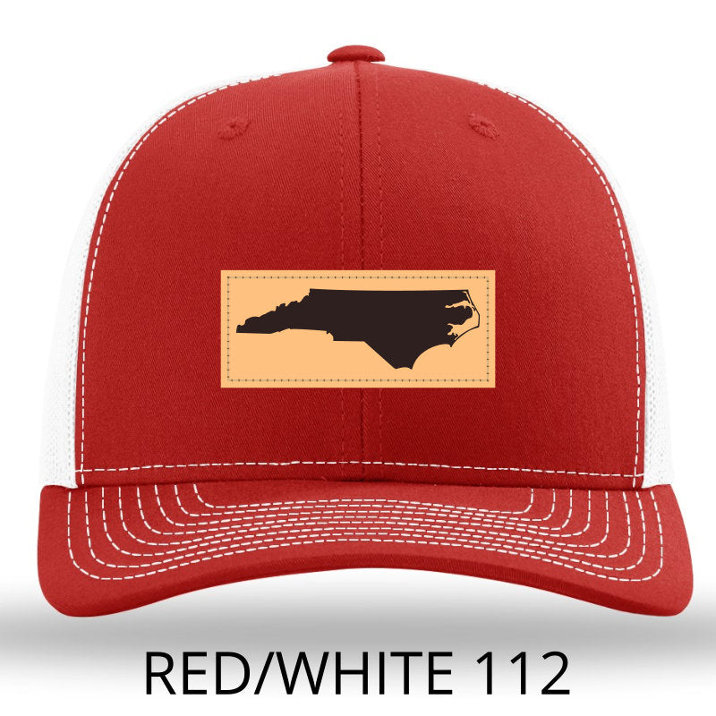 NC Outline Rectangle Leather Patch -Red/White Richardson 112 Snapback Trucker Hat Lost Wando Outfitters - Lost Wando Outfitters