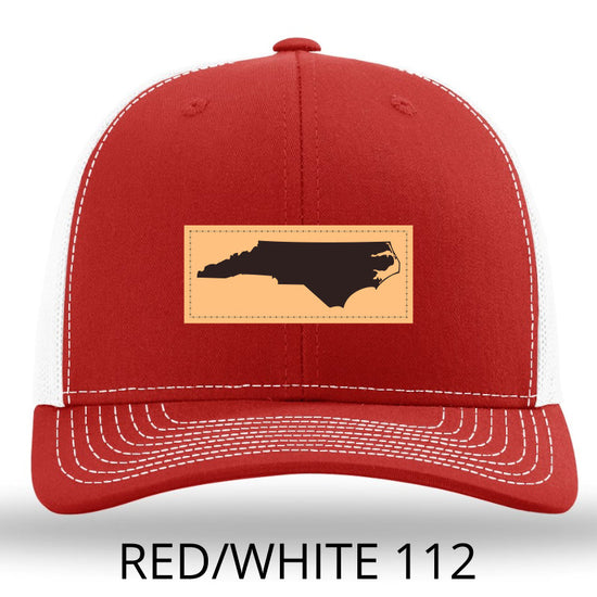 NC Outline Rectangle Leather Patch -Red/White Richardson 112 Snapback Trucker Hat Lost Wando Outfitters