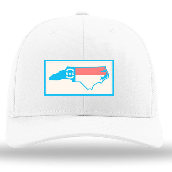 NC Outline Flag Pastel Color Patch Columbia White-White Richardson 112 Snapback Trucker Hat Lost Wando Outfitters