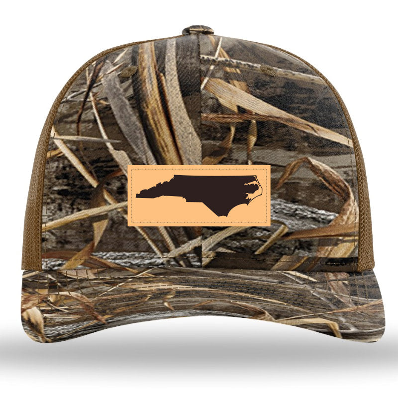 NC Outline Rectangle Leather Patch -Realtree Max7 Camo/Buck Richardson 112PFP Snapback Trucker Hat Lost Wando Outfitters - Lost Wando Outfitters
