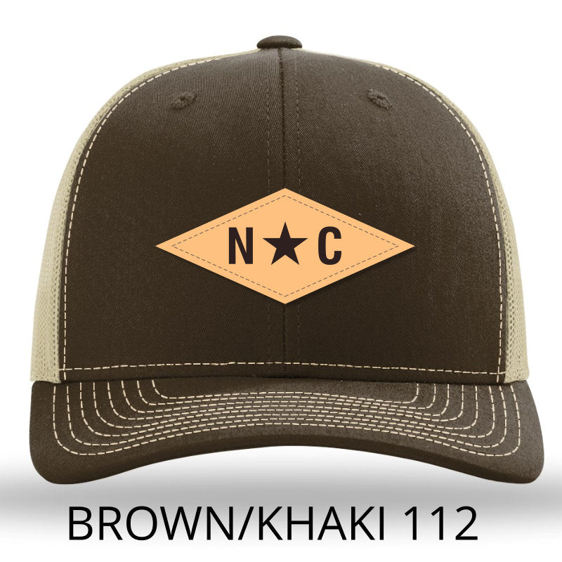 NC Diamond Leather Patch -Brown-Khaki Richardson 112 Snapback Trucker Hat Lost Wando Outfitters - Lost Wando Outfitters