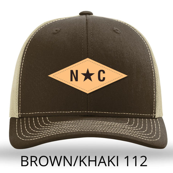 NC Diamond Leather Patch -Brown-Khaki Richardson 112 Snapback Trucker Hat Lost Wando Outfitters