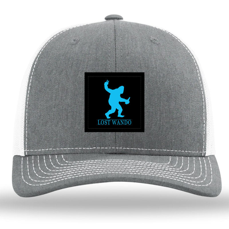 Peace, Beer, and Big Foot Woven Patch Heather Grey-White Richardson Sports 112 Trucker Snapback Lost Wando Outfitters - Lost Wando Outfitters