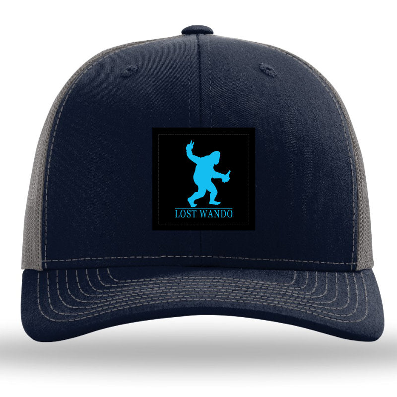 Peace, Beer, and Big Foot Woven Patch Navy-Charcoal Richardson Sports 112 Trucker Snapback Lost Wando Outfitters - Lost Wando Outfitters