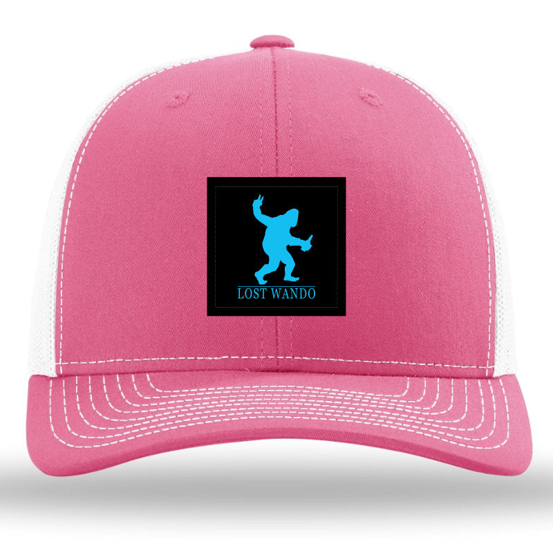 Peace, Beer, and Big Foot Woven Patch Pink-White Richardson Sports 112 Trucker Snapback Lost Wando Outfitters - Lost Wando Outfitters