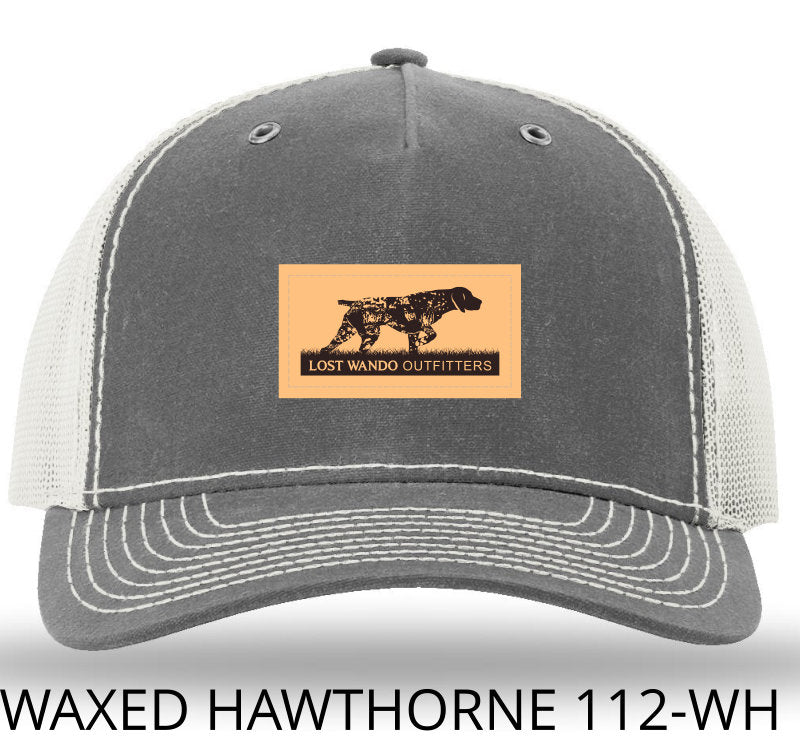 Pointer (GSP) Leather Patch Rhino/Light Grey Richardson 112WH Waxed Hawthorne Rugged Snapback Trucker Hat Lost Wando Outfitters - Lost Wando Outfitters