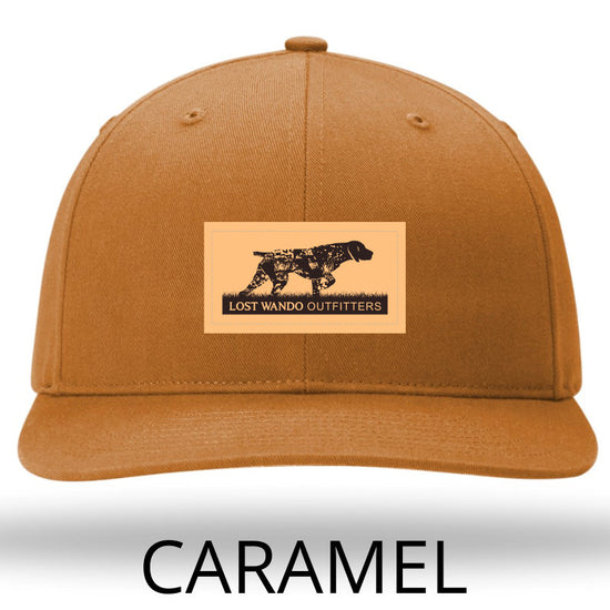 Pointer (GSP) Leather Patch Caramel-Caramel Richardson 312 Solid Twill Snapback Trucker Hat Lost Wando Outfitters
