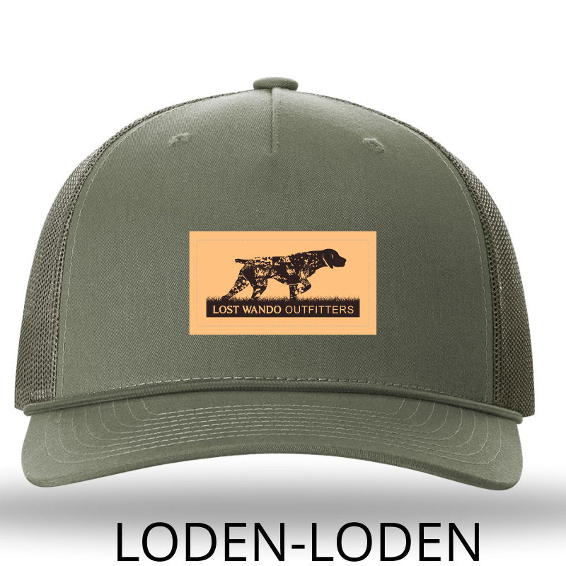 Pointer (GSP) Leather Patch Loden/Loden Rope Richardson 112FPR Snapback Trucker Hat Lost Wando Outfitters