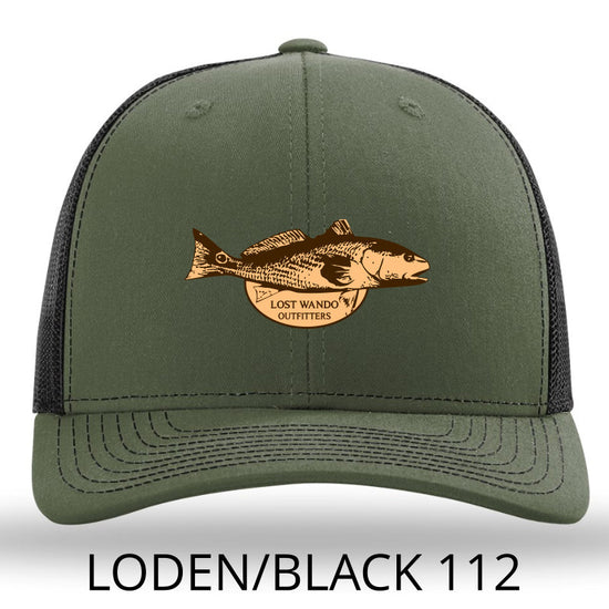Load image into Gallery viewer, Red Drum Loden-Black Leather Patch Richardson 112 Hat Lost Wando Outfitters
