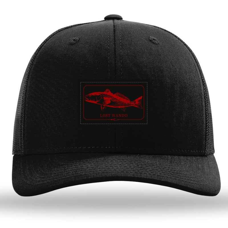 Red Fish Woven Patch Black-Black Richardson Sports 112 Trucker Snapback Lost Wando Outfitters