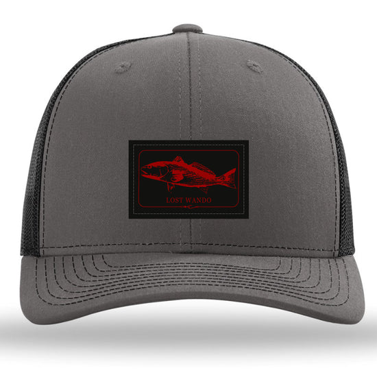 Red Fish Woven Patch Heather Grey-Black Richardson Sports 112 Trucker Snapback Lost Wando Outfitters