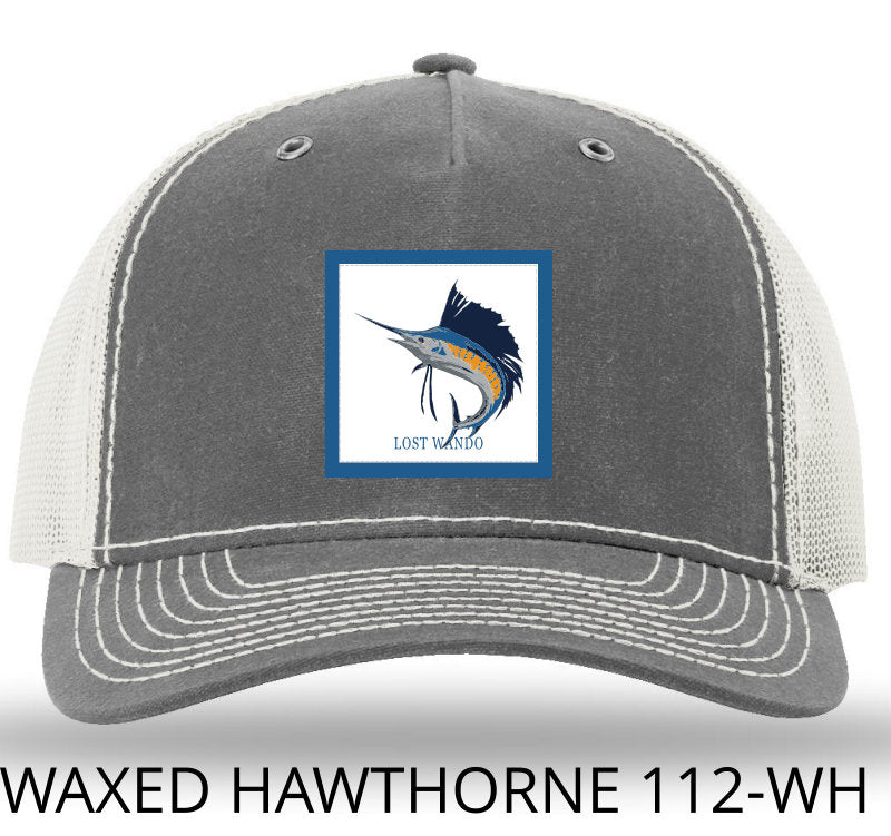 Sailfish Woven Patch Rhino/Light Grey Richardson Sports 112WH Waxed Hawthorne Rugged Trucker Snapback Lost Wando Outfitters - Lost Wando Outfitters