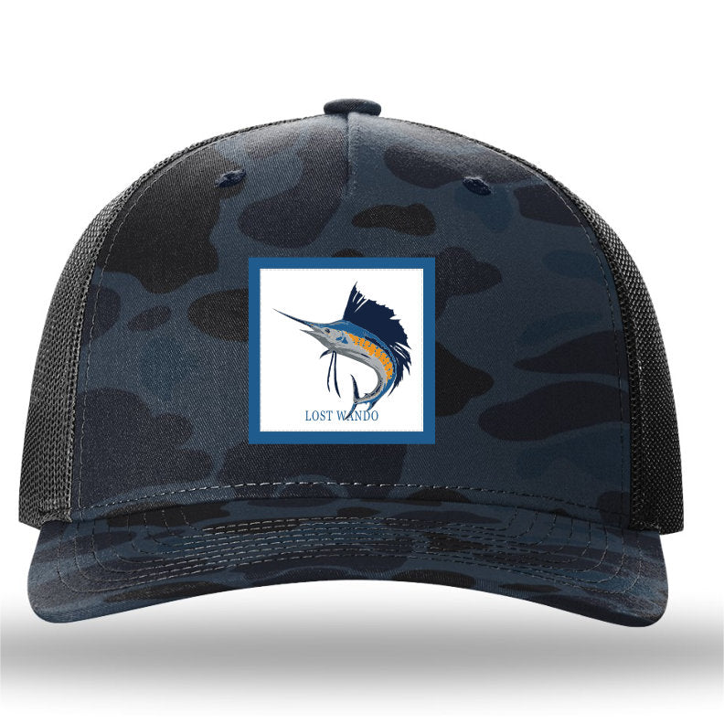 Sailfish Woven Patch Admiral Duck Camo-Black Richardson Sports 112PFP Trucker Snapback Lost Wando Outfitters - Lost Wando Outfitters