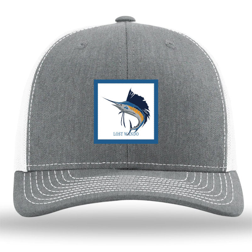 Sailfish Woven Patch Heather Grey-White Richardson Sports 112 Trucker Snapback Lost Wando Outfitters - Lost Wando Outfitters