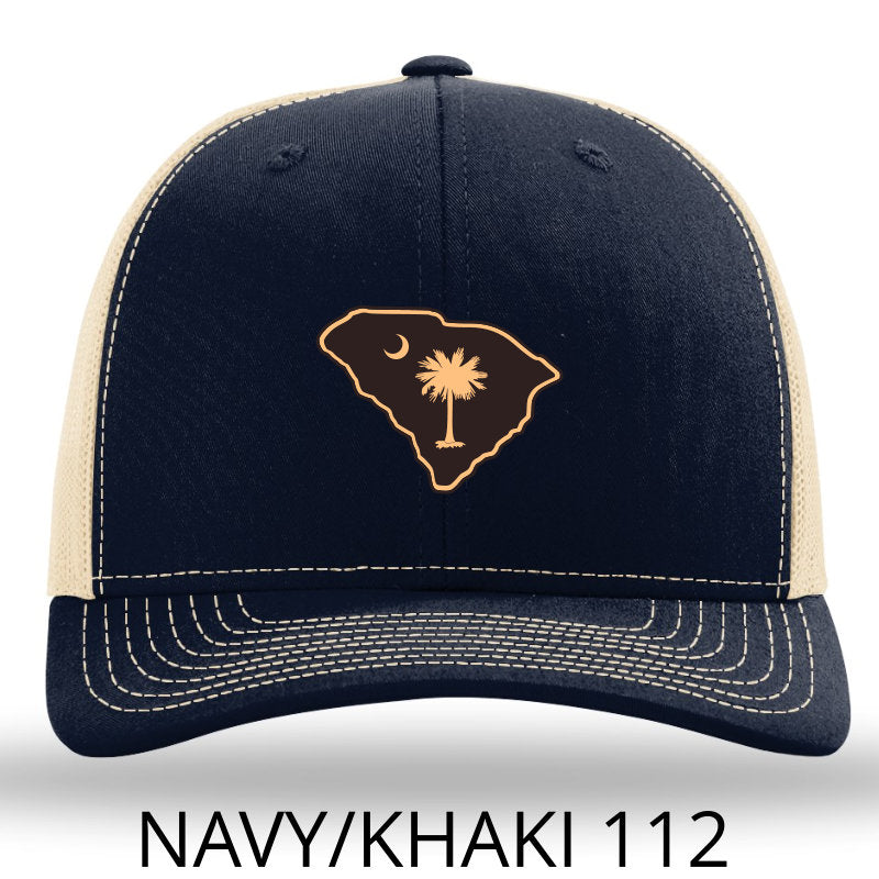 SC Etched Leather Outline -Navy-Khaki Richardson 112 - Lost Wando Outfitters - Lost Wando Outfitters