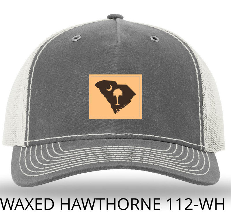 SC Outline Rectangle Leather Patch- Rhino/Light Grey Richardson 112WH Waxed Hawthorne Rugged Trucker Snapback Hat - Lost Wando Outfitters - Lost Wando Outfitters