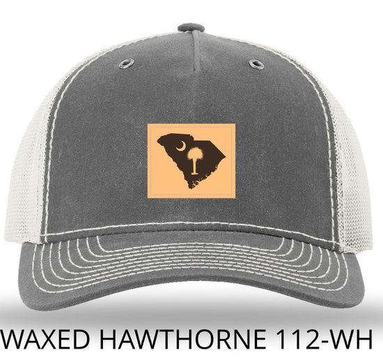 SC Outline Rectangle Leather Patch- Rhino/Light Grey Richardson 112WH Waxed Hawthorne Rugged Trucker Snapback Hat - Lost Wando Outfitters