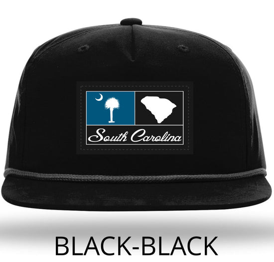 South Carolina Woven Color Patch -Black with Black Rope 256 Umpqua Flat Bill Richardson Hat Lost Wando Outfitters