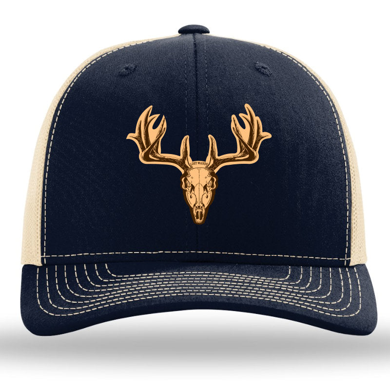 SKULLnHORNS- Leather Patch Hat - Navy-Khaki Richardson Sports 112 Trucker Snapback Lost Wando Outfitters - Lost Wando Outfitters