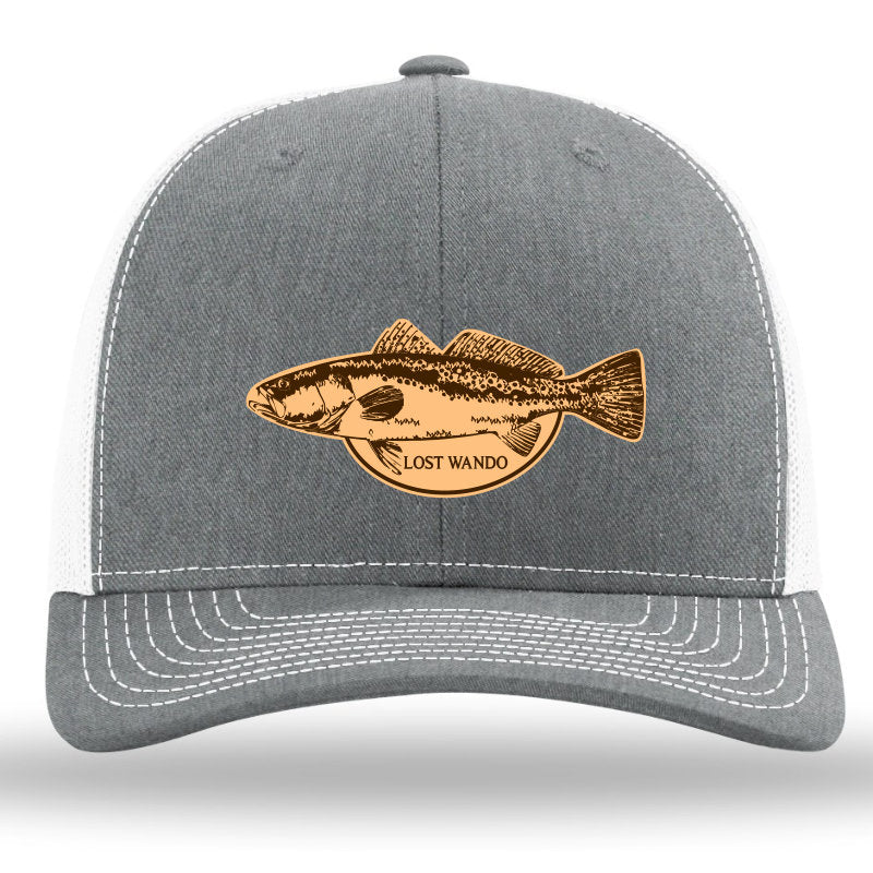 Speckled Trout Heather Grey-White Leather Patch Richardson Sports 112 Trucker Snapback Hat Lost Wando Outfitters - Lost Wando Outfitters