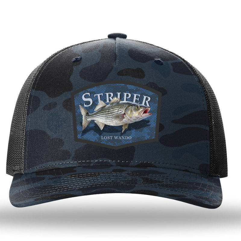 Striper Color Patch -Admiral Duck Camo-Black Richardson 112PFP Snapback Trucker Hat Lost Wando Outfitters
