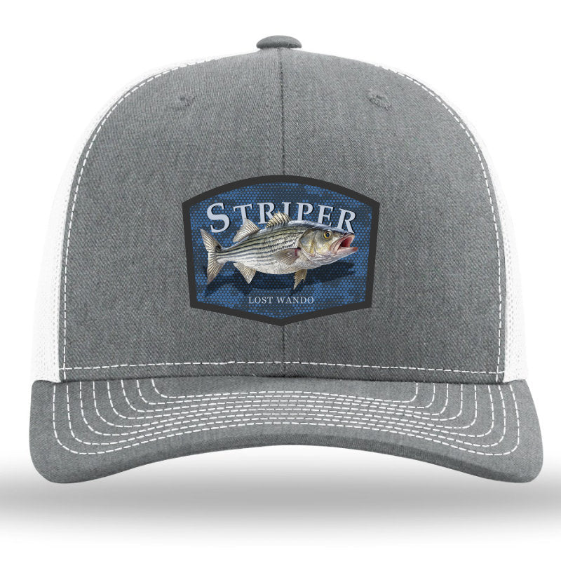 Striper Color Patch -Heather Grey/White Richardson 112 Snapback Trucker Hat Lost Wando Outfitters