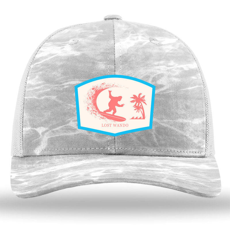 Surfin' Big Foot (BIFF) Woven Patch Mossy Oaks Elements Bonefish Camo-Light Grey Richardson Sports 112 Trucker Snapback Lost Wando Outfitters - Lost Wando Outfitters