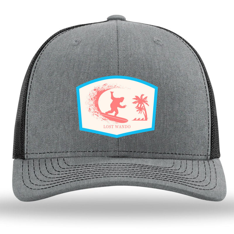 Surfin' Big Foot (BIFF) Woven Patch Heather Grey-Black Richardson Sports 112 Trucker Snapback Lost Wando Outfitters