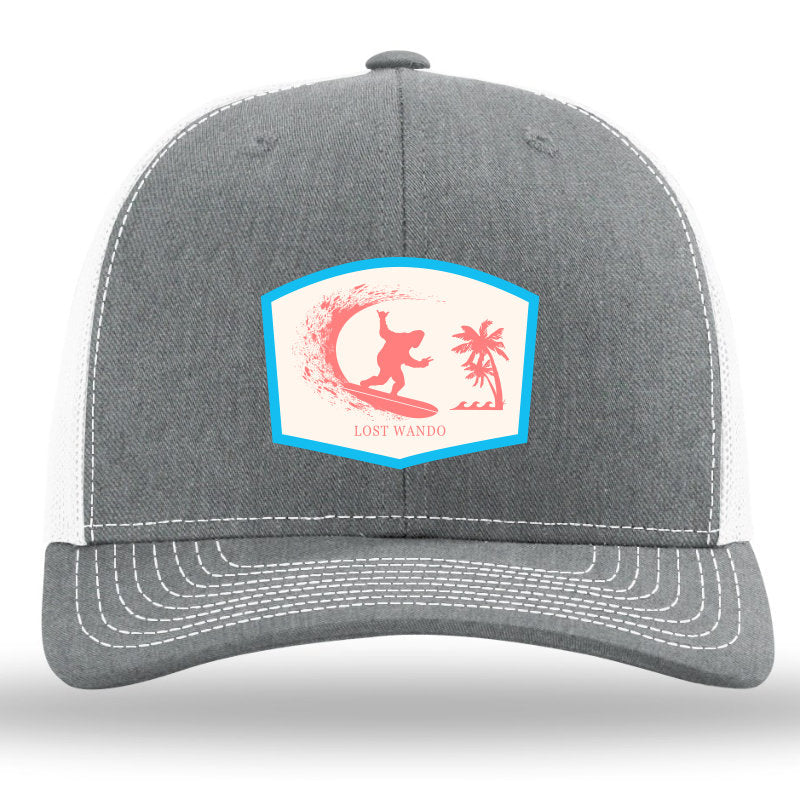Surfin' Big Foot (BIFF) Woven Patch Heather Grey-White Richardson Sports 112 Trucker Snapback Lost Wando Outfitters - Lost Wando Outfitters