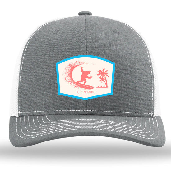 Surfin' Big Foot (BIFF) Woven Patch Heather Grey-White Richardson Sports 112 Trucker Snapback Lost Wando Outfitters