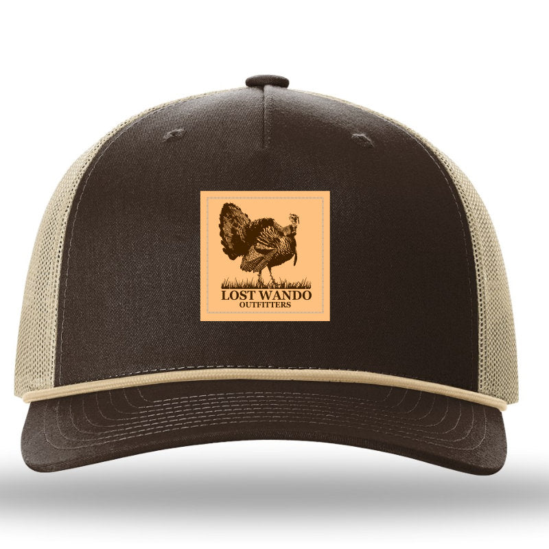 Turkey Leather Patch Brown-Khaki Rope Richardson 112FPR Snapback Trucker Hat Lost Wando Outfitters - Lost Wando Outfitters