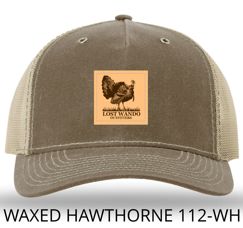 Turkey Leather Patch Buck/Khaki Richardson 112WH Waxed Hawthorne Rugged Snapback Trucker Hat Lost Wando Outfitters