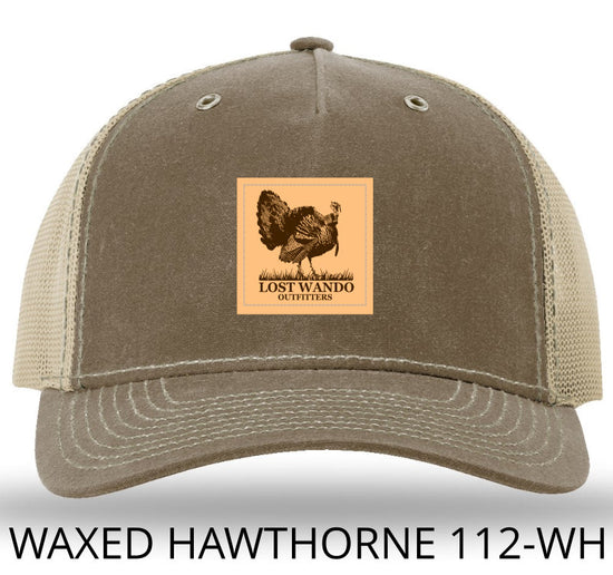 Turkey Leather Patch Buck/Khaki Richardson 112WH Waxed Hawthorne Rugged Snapback Trucker Hat Lost Wando Outfitters