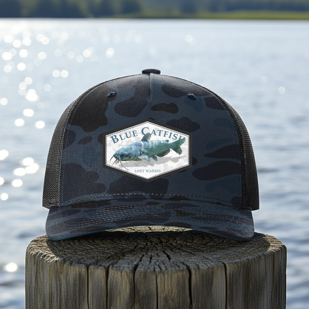 Blue Catfish Color Hat - Admiral Duck Camo/Charcoal Richardson Sports 112PFP Trucker Snapback Hat Lost Wando Outfitters - Lost Wando Outfitters