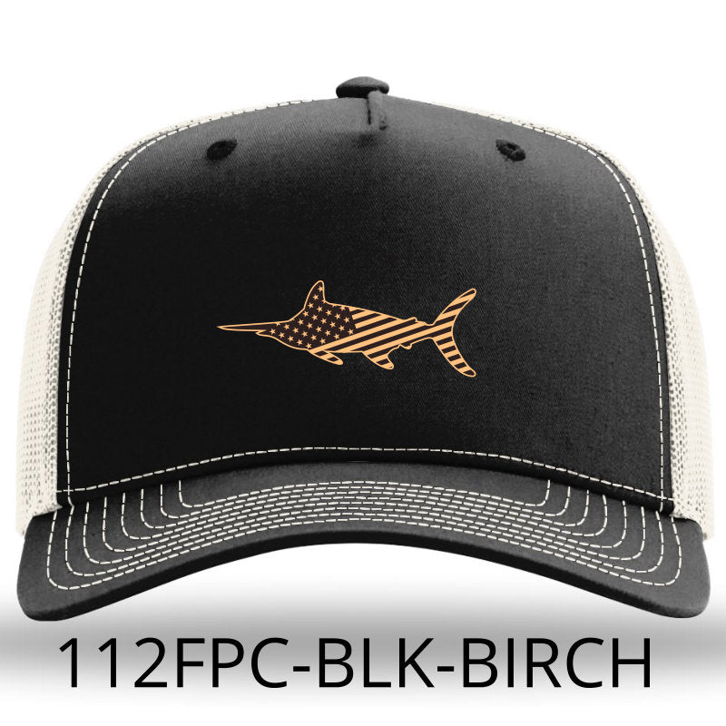 USA Marlin Woven -Color Patch Black-Birch Richardson 112FPC Hi Pro Champ Hat Lost Wando Outfitters