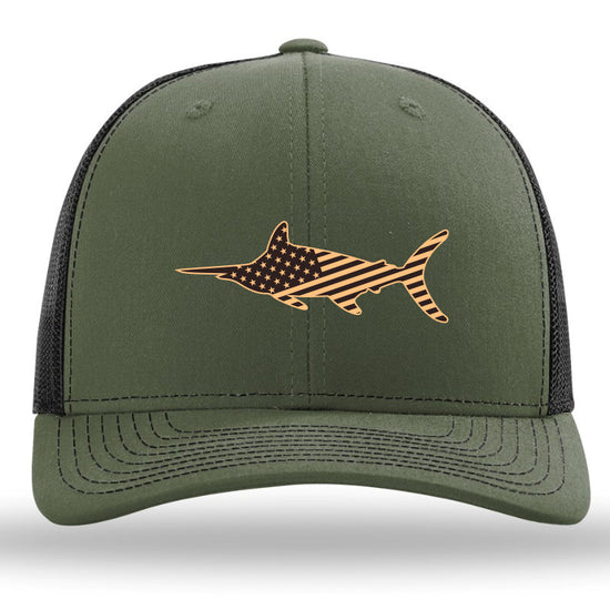 American Marlin - Leather Patch - Loden-Black Richardson 112 Snapback Trucker Lost Wando Outfitters