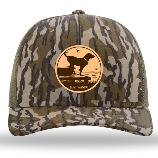 Wando Ready to Go Leather Patch Mossy Oak Bottomland-Loden Richardson 112P Snapback Trucker Hat Lost Wando Outfitters