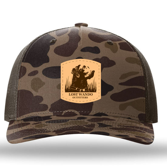 Wando Stay Leather Patch Bark Duck Camo-Brown Richardson 112PFP Snapback Trucker Hat- Lost Wando Outfitters