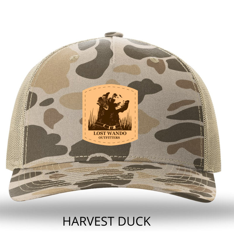Wando Stay Leather Patch Harvest Duck Camo-Light Tan Richardson 112PFP Snapback Trucker Hat- Lost Wando Outfitters