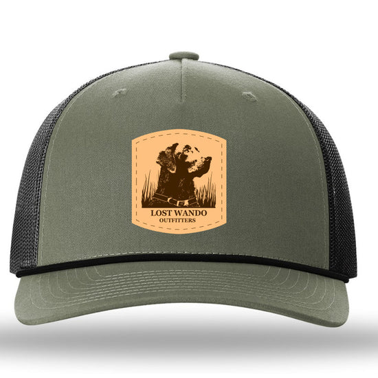 Wando Stay Leather Patch Loden-Black Rope Richardson 112FPR Snapback Trucker Hat- Lost Wando Outfitters