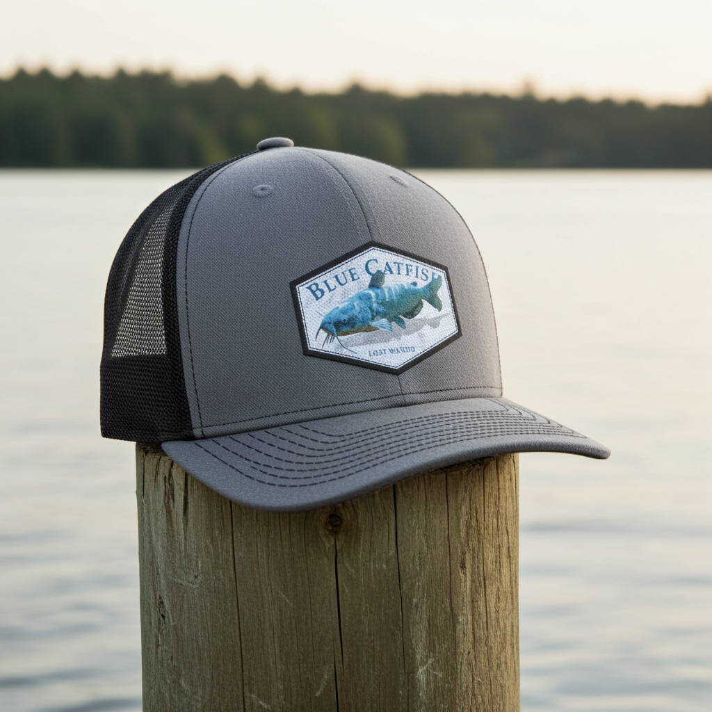 Blue Catfish Color Hat - Heather Grey/Black Richardson Sports 112 Trucker Snapback Hat Lost Wando Outfitters - Lost Wando Outfitters