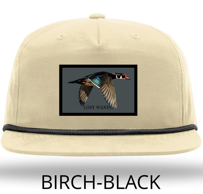 Wood Duck Color Patch -Birch with Black Rope 256 Umpqua Flat Bill Richardson Hat Lost Wando Outfitters