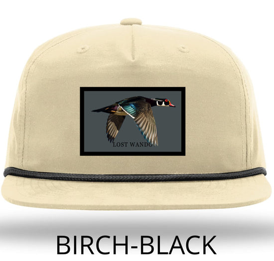 Wood Duck Color Patch -Birch with Black Rope 256 Umpqua Flat Bill Richardson Hat Lost Wando Outfitters